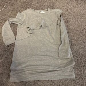 love, Fire Gray Ruffle Tunic Top